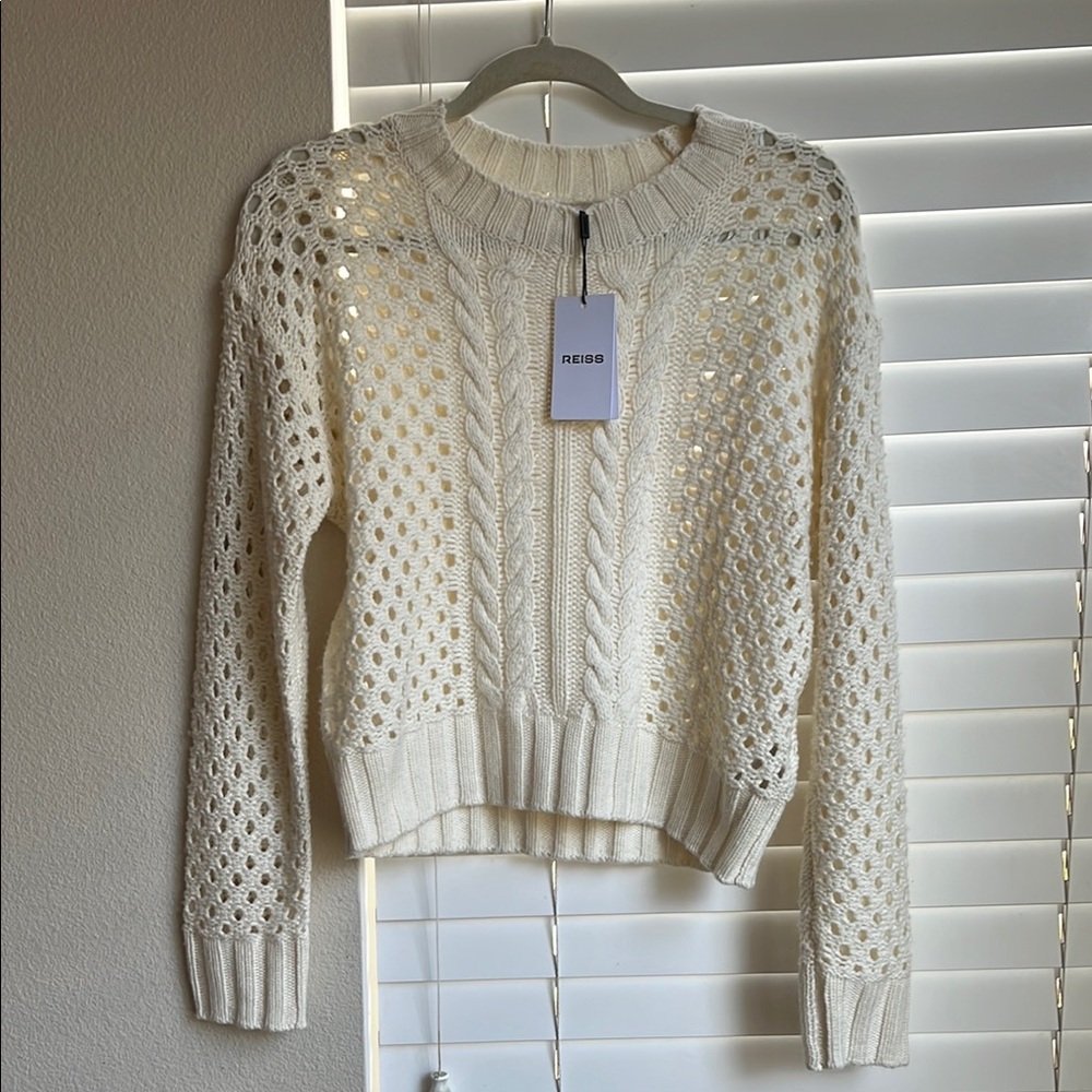Reiss Cream Cable Knit Sweater